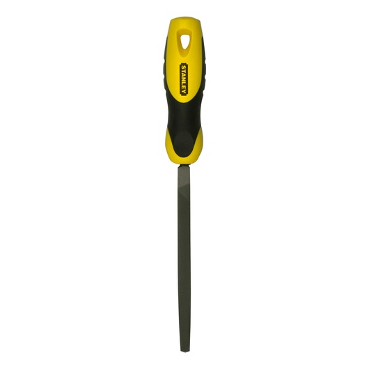 STANLEY 0-22-461 flat file with yellow and black handle, front view, on white background.
