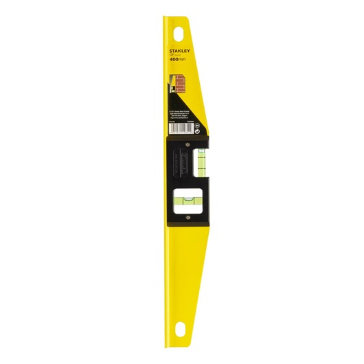 STANLEY 1-42-802 spirit level, yellow with black details, photography of product on white background.