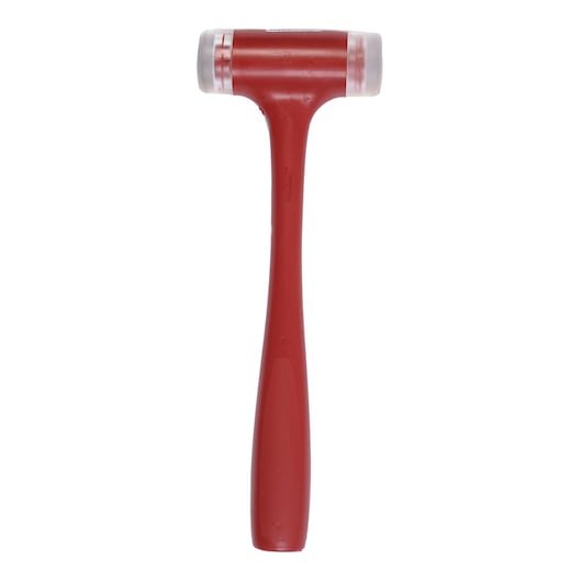 STANLEY 1-57-053 soft faced hammer with red handle and dual white striking faces, front view on white background.