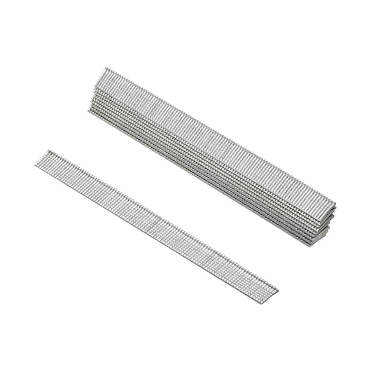 STANLEY 1-SWK-BN375T photography of silver nail strips shown from angled top on white background.