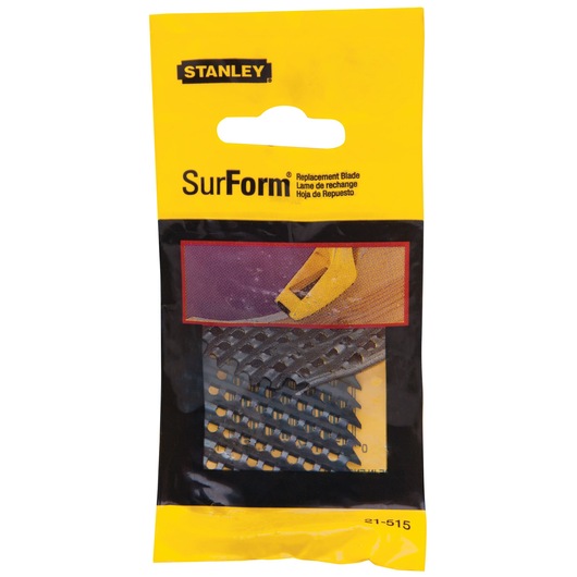 STANLEY SurForm replacement blade SKU 21-515 in yellow and black packaging, front view.
