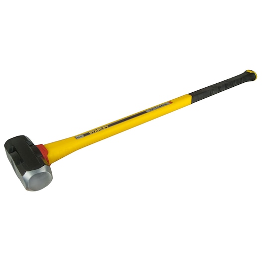 Stanley sledgehammer with a yellow and black handle and metal head, designed for heavy-duty use.