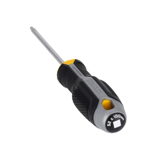 STANLEY FMHT65785-0 square screwdriver with black and yellow ergonomic handle, angled on white background.