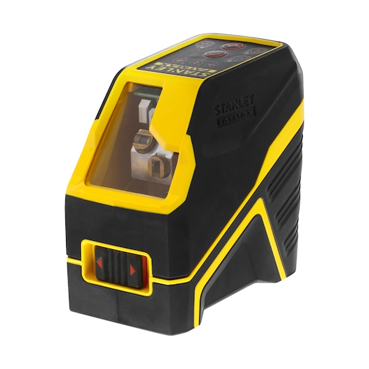 Stanley Fatmax laser level in black and yellow, used for precise alignment in photography and construction.