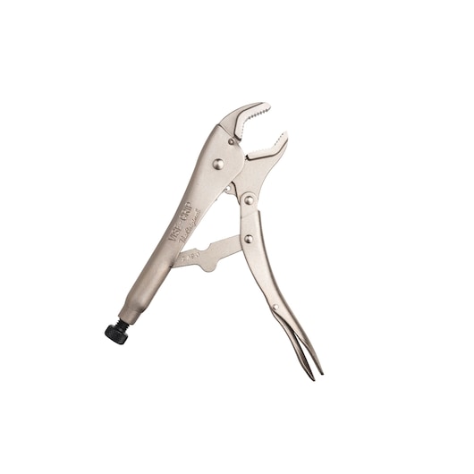 STANLEY FMHT84903-0 locking pliers silver finish, angled side, white background.