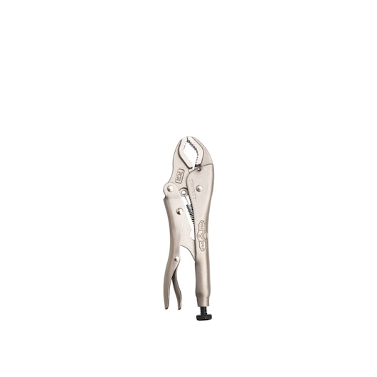 STANLEY FMHT84914-0 locking pliers silver metallic, side view on white background.