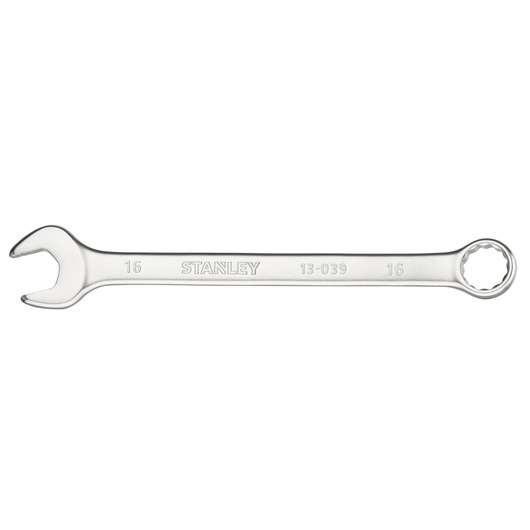 Photo of STANLEY FMMT13039-0 combination wrench, silver, 16mm, front angle on white background.
