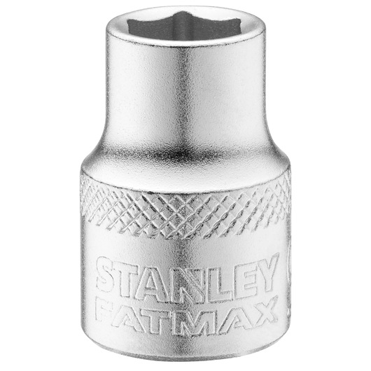 STANLEY FMMT17209-0 socket, chrome, photography, front angle, knurled grip, FatMax branding.
