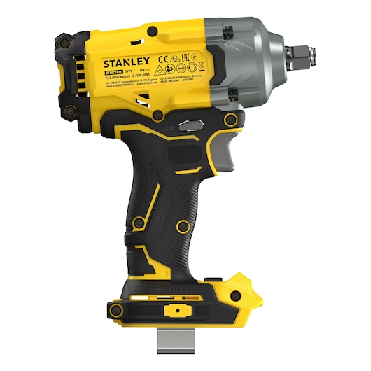 Stanley SFMCF921B cordless impact wrench, brushless, yellow and black design, shown without battery.