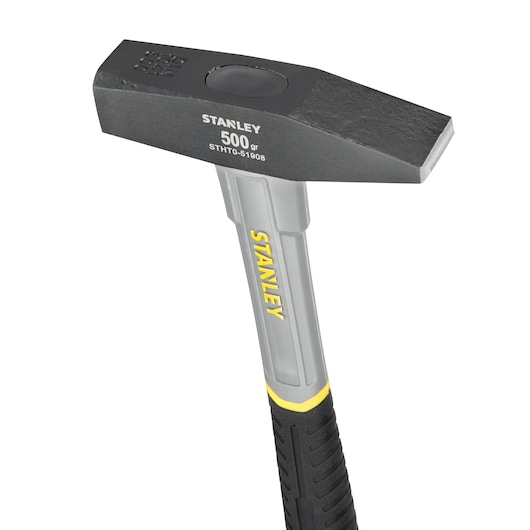 STANLEY STHT0-51908 black and yellow club hammer, 500g, front angle on white background.
