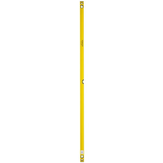 STANLEY STHT1-43109 yellow spirit level, front angle, with two visibly mounted vials.