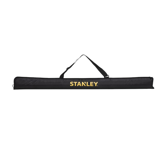 A black carrying case with the STANLEY logo in yellow, featuring a shoulder strap. The case is designed for transporting long tools or equipment.