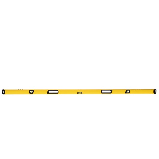 A yellow spirit level tool with handle holes, designed for accurate leveling in construction or DIY projects.