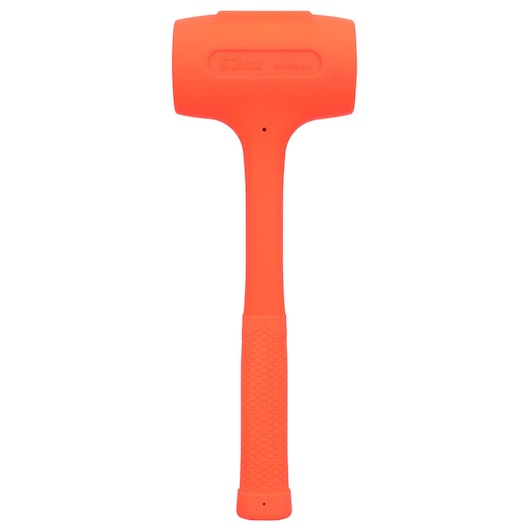 STANLEY STHT57534-0 orange dead blow hammer, photography, front angle on white background.