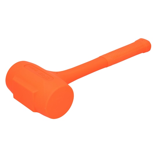 STANLEY STHT57534-0 orange dead blow hammer with textured handle, product photo on white background.