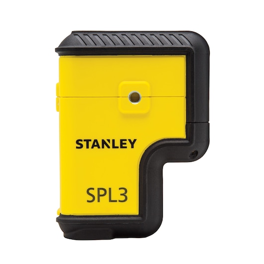 Yellow and black Stanley SPL3 photography tool with a compact, rectangular design and lens on the front.