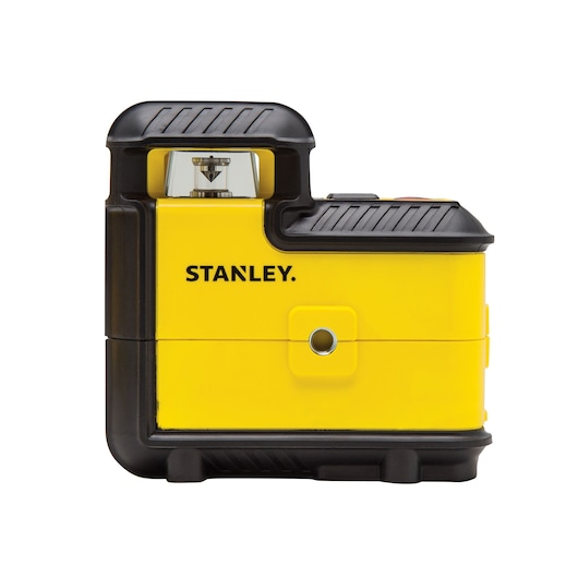 STANLEY STHT77504-1 yellow and black laser level, side view, with compact rectangular design.