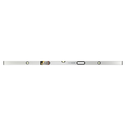 STANLEY XTHT0-42503 aluminium spirit level, front angle, silver body with multiple vials.